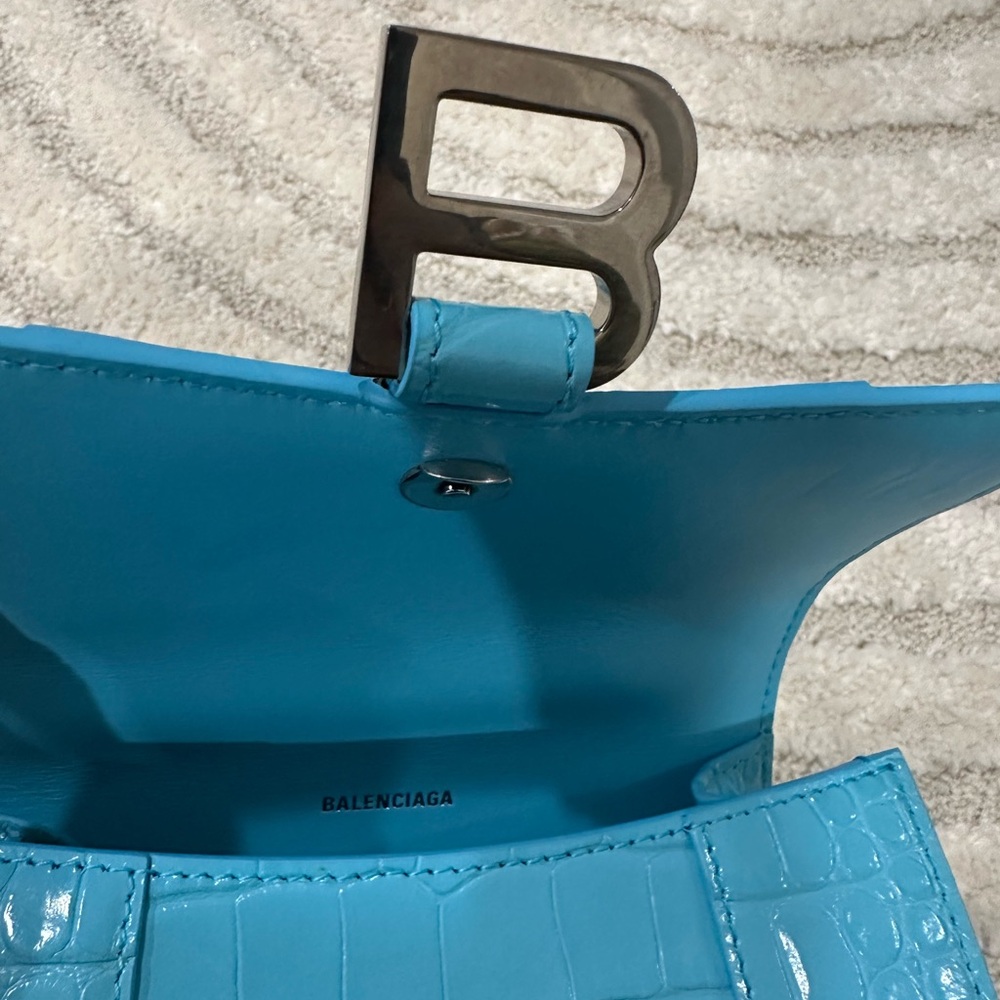 Balenciaga Turquoise Croc-Embossed Mini Bag - Picture 5 of 9